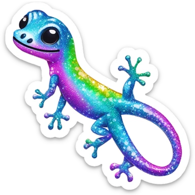 Lisa frank glitter gecko with a lily sticker