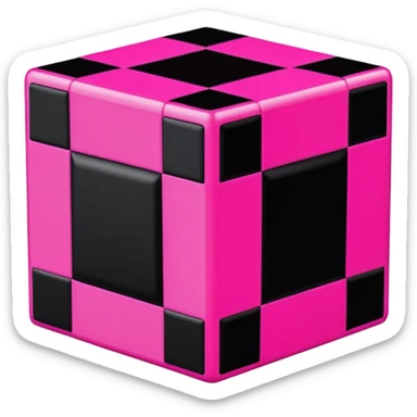 3D render of Missing Texture Cube, digital glitch art aesthetic, data corruption visual, checkerboard pattern of hot pink and black, pixelated distortion, emoji style, isolated on white background --v 6.0. sticker