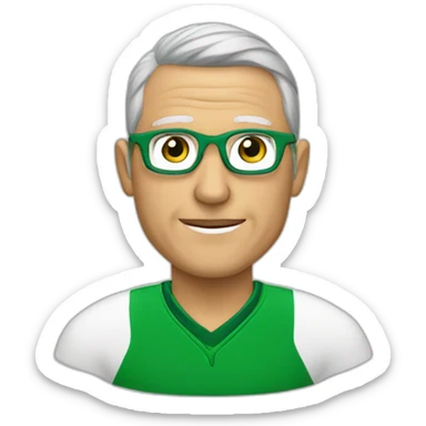 Entrenador de futbol, 35 años, blanco, ojos verdes, con lentes sticker