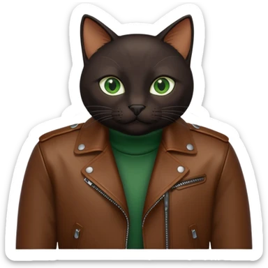 black cat with brown leather jacket sticker