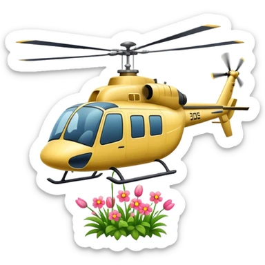 Helicopter dropping spring flowers  sticker