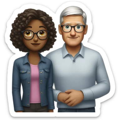 Tim cook with a girl with eyeglasses sticker