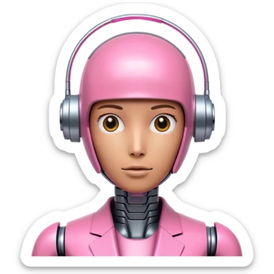 human looking robot in intensive pink color suit sticker