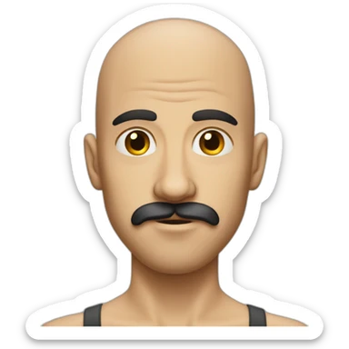 bulgarian skinny guy with mustache and shaved head who looks crazy sticker