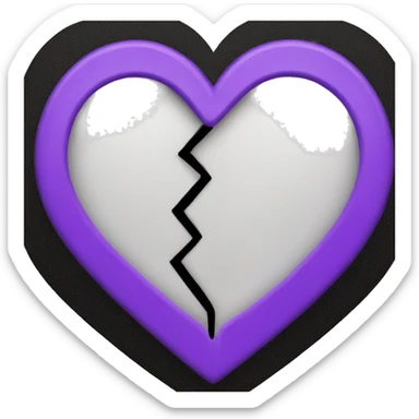 Half black and half purple split heart sticker