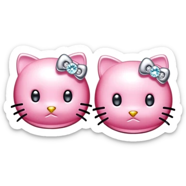 8k, 5000x5000px, Hello Kitty realistic, pink sparkling diamond earrings, isolated. No emoji icons, or faces, 1.5x1.5, clean lines, still life. sticker