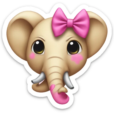 emoji face with a pink bow and eles about to cry sticker