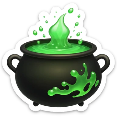 Cauldron – Black pot bubbling green potion. sticker