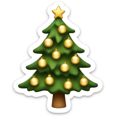 A Christmas tree with lights and beige ornaments sticker