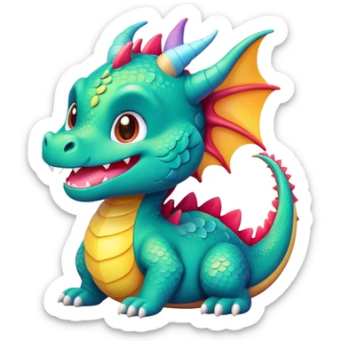 Kawaii dragon smiling sticker