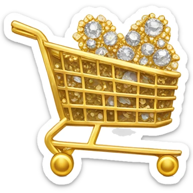 shopping cart made with gold. decorated with diamonds sticker