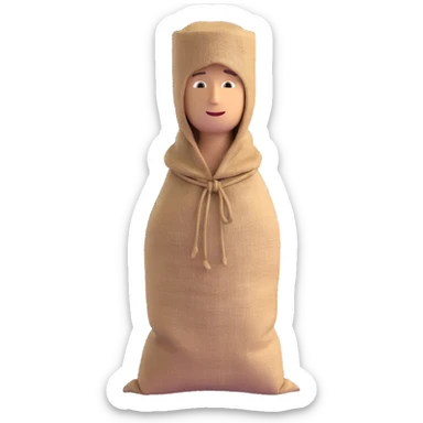 man with burlap sack over head full body sticker