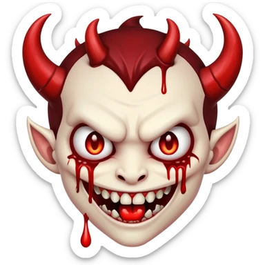 A evil looking devel dripping blood with fangs   sticker