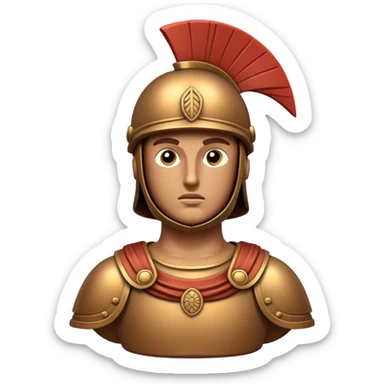 Botero Bronze Roman Soldier Landmark Emoji – Showcasing a stylized, rounded bronze Roman soldier sculpture. sticker