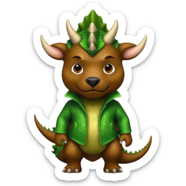 Black pibull dressed as a triceratops  sticker