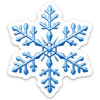 white snowflake with blue snowflake sticker