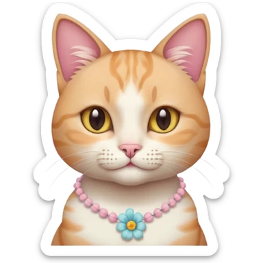 A cute cat with pastel flower necklace, posing proudly. sticker