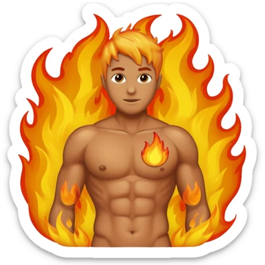 Male torso with left nipple on fire sticker