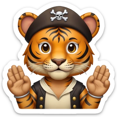 Pirate tiger that shows with his hands IDK sticker