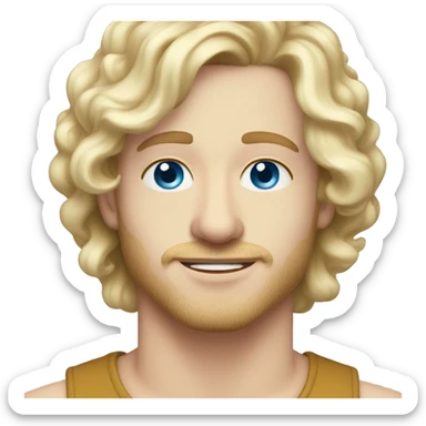 light curl blonde 30yo man blue eyed pale skin without moustache sticker