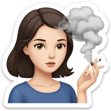 brunette woman with smoke blowing out of her head sticker