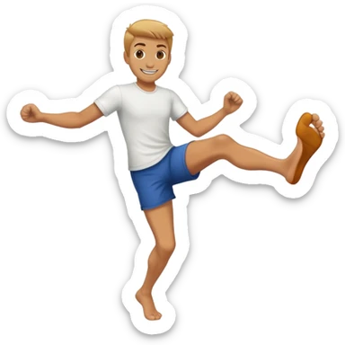 Kicking feet while smiling  sticker