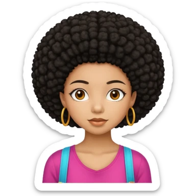 Mixed race emoji girl with brown eyes and black afro hair wearing summer clothes  sticker