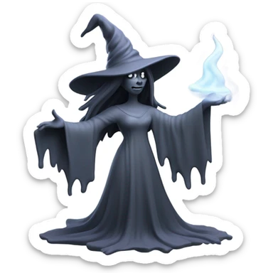 Witch sculpting a ghost sticker
