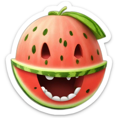 Watermelon with a big mouth and a hat sticker