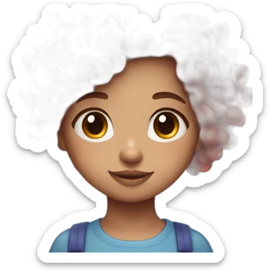 Cute girl with straight red and blue gradient curly hair sticker