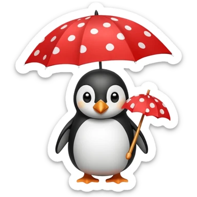 Penguin with red polka-dot umbrella sticker