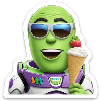 buzz lightyear with sunglasses eat icecream sticker