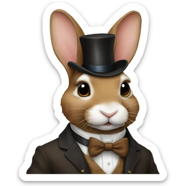 Brown mini Rex bunny as a distinguished gentleman ￼ sticker
