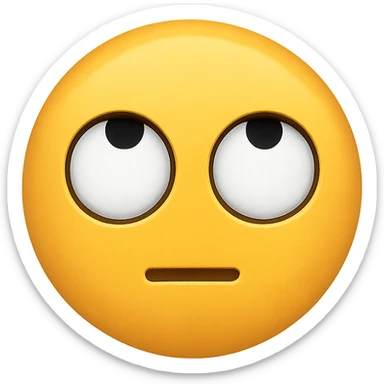 yellow face with rolling eyes emoji, digital illustration, no background sticker