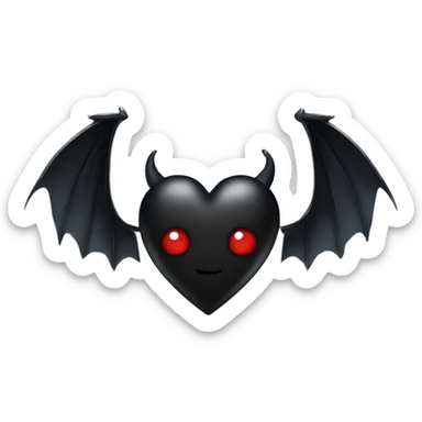 Black heart with devil horns and wings sticker
