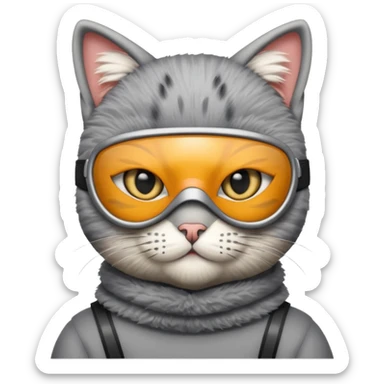 Cat with a ski mask  sticker