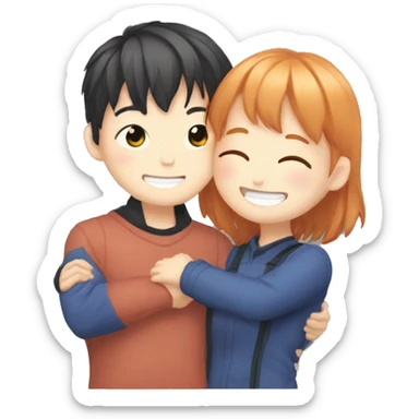 bangchan skz and ginger girl hugging sticker