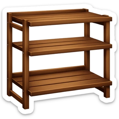 a small stand with three horizontal shelves (distinct from a rack) sticker
