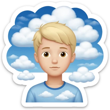 Boy dreaming about her with clouds sticker