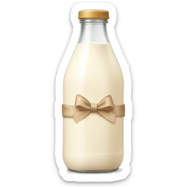 aesthetic milk bottle with biege bow sticker