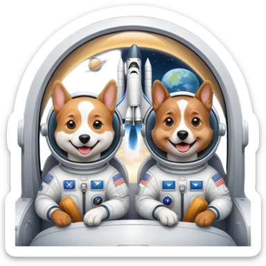 dogs flying space shuttle sticker