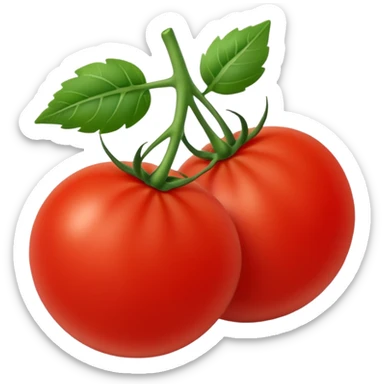 a cherry tomato with a green stem, simple, clear sticker