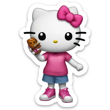 Hello kitty mad with a shoe in her hand sticker