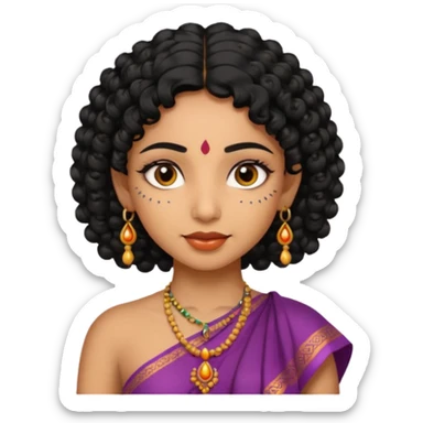 Indian fat girl south Indian curly short black hair tan sticker
