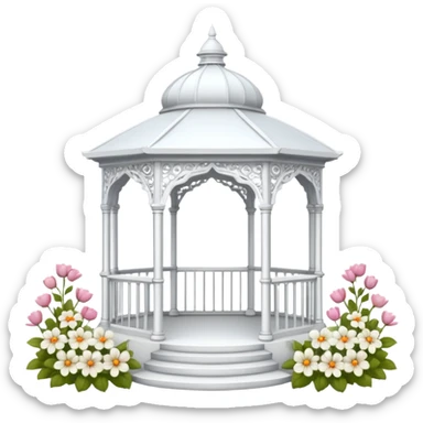 White gazebo with flowers sticker