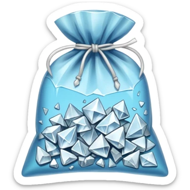 A transparent baggie tied at the top containing nothing but colorless clear glass pieces crushed into shards and chunks of crystal clear with white hue glass only sticker