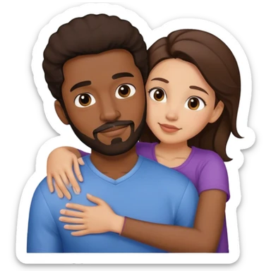 Black man with facial hair hug small pretty brunette from behind sticker