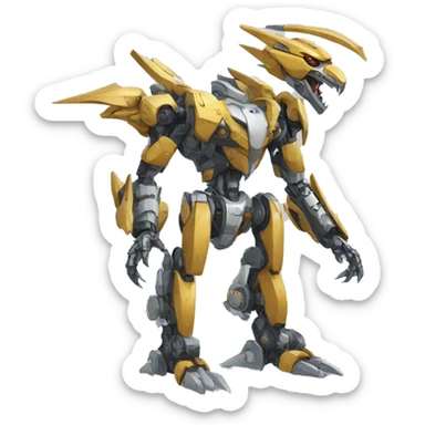 a futuristic mechanical spiky Medabot-raptor-dragon-mecha full body sticker