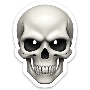 The image shows a stylized skull graphic with an angular and aggressive design. sticker
