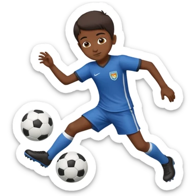 small Indian boy kicking a soccer ball sticker